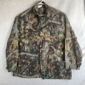 Vintage Camo Zip-Up Shirt Mens Large Advantage Timber HuntingLightweight USA
